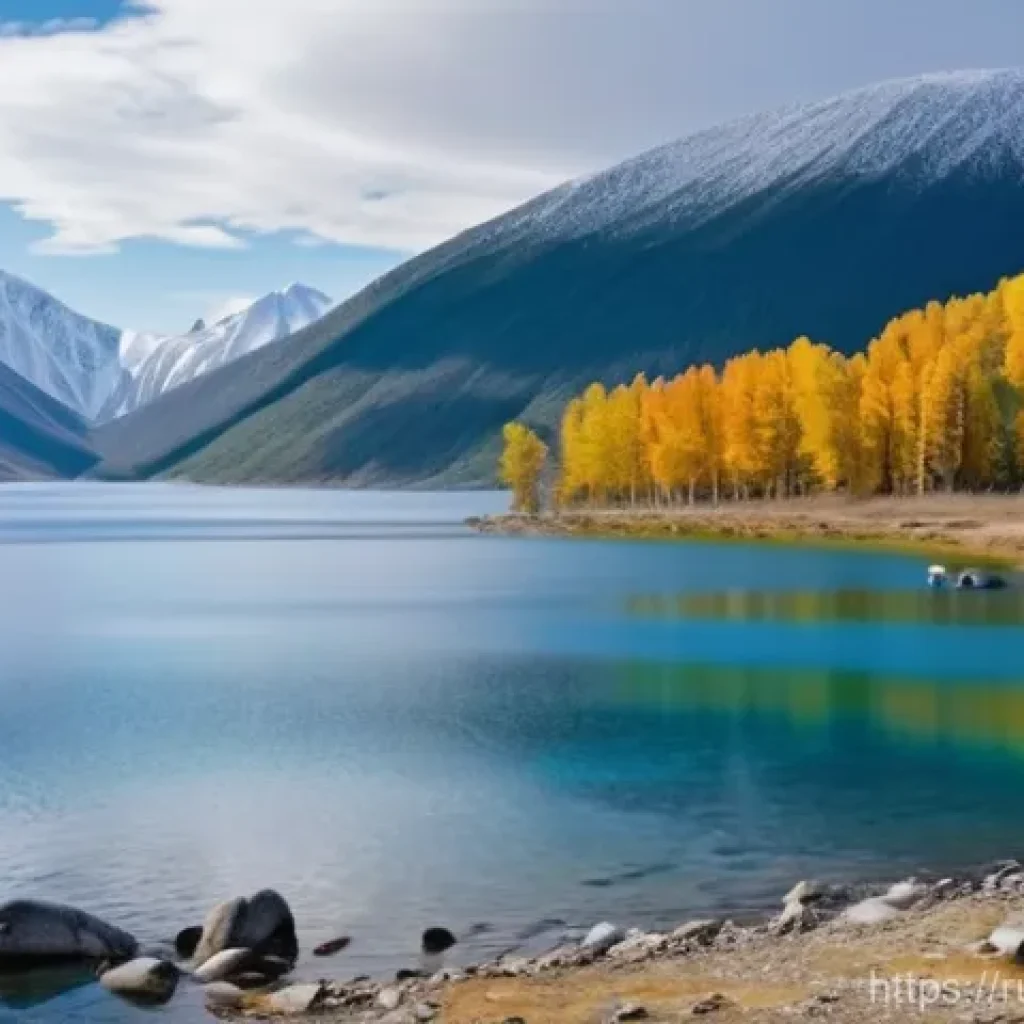 폭포와 호수 여행 코스 - **A Serene Russian Lake Landscape:**
A breathtaking panoramic view of a vast, pristine Russian l...