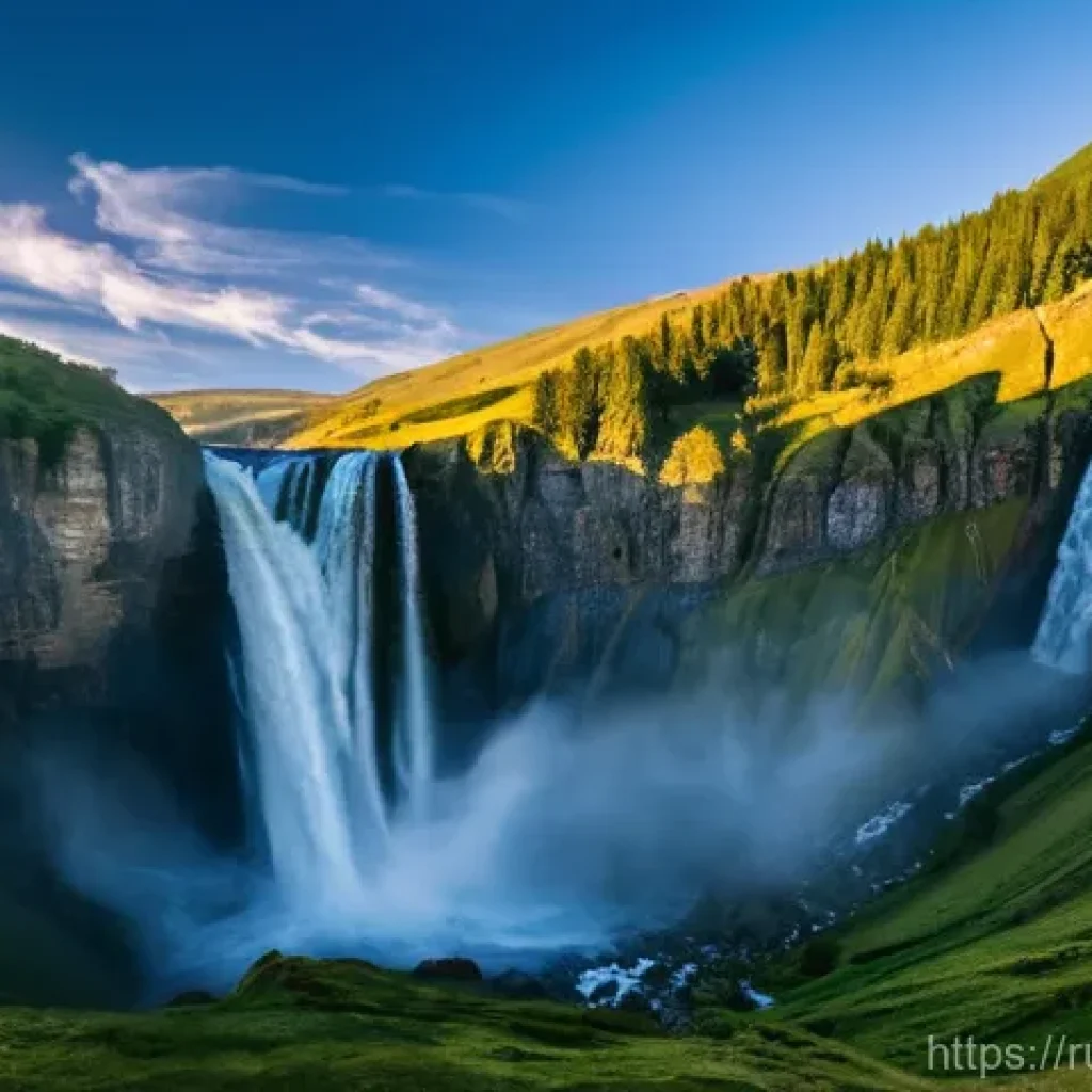 드라마 촬영지로 유명한 폭포 - **Prompt 1: Majestic Devichyi Kosy Waterfall at Golden Hour**
A breathtaking, wide-angle shot of...