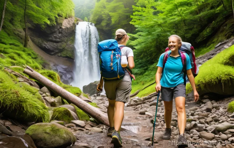 폭포 트레킹 코스 - "A breathtaking Russian waterfall during the peak of autumn, nestled within a forest ablaze with bri... 폭포 트레킹 코스 - "A breathtaking Russian waterfall during the peak of autumn, nestled within a forest ablaze with bri...