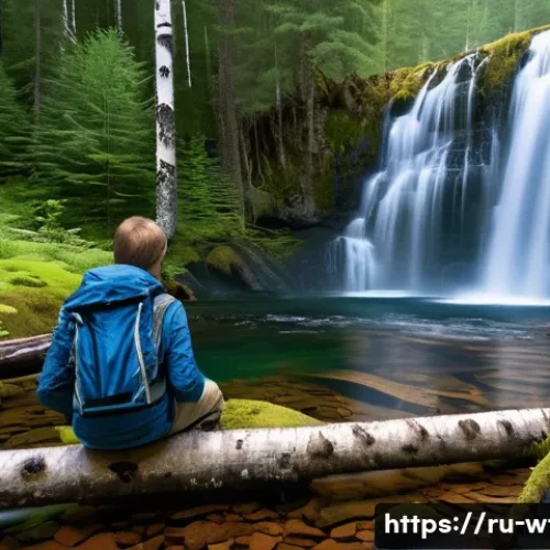 Home 31 폭포가 있는 비밀 여행지 - A serene hidden waterfall deep within the dense Ural forest, surrounded by lush green pine and birch...