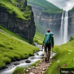 Home 23 폭포 탐방 초보자를 위한 가이드 - A scenic hiking trail near a powerful Caucasian waterfall in Russia, featuring a well-marked path wi...
